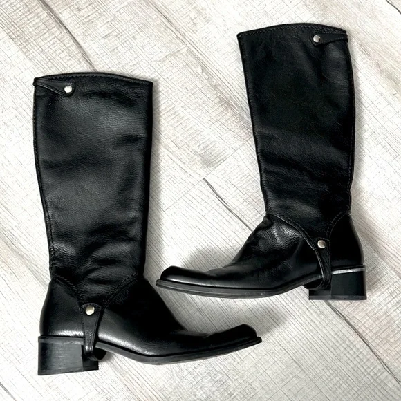 STUART WEITZMAN Heel Riding Moto Boots Knee High Size 5.5 - Picture 2 of 13